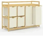 W&auml;schekorb, Beige, Naturmaterialien, 41.5x77x105 cm, Ordnen & Aufbewahren,