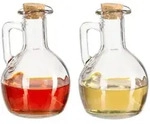 Relaxdays &Ouml;l-Essigflasche, Transparent, Glas, Naturmaterialien, 7.5x11.5x7.5 cm,