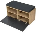 [en.casa] Schuhbank, Eiche, Schwarz, Textil, Rechteckig, 80x42x35 cm, Garderobe,
