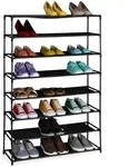 Relaxdays Schuhregal, Schwarz, Textil, Metall, Kunststoff, 83x124x28 cm, Garderobe,