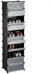 Relaxdays Schuhregal, Schwarz, Kunststoff, Metall, 49x176x37 cm, Garderobe,