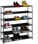 Relaxdays Schuhregal, Schwarz, Textil, Metall, Kunststoff, 83x90x28 cm, Garderobe,