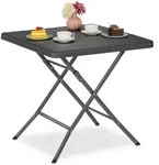 Relaxdays Gartentisch, Grau, Kunststoff, Metall, 78x74x78 cm, Balkonm&ouml;bel,