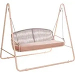 Beliani Hollywoodschaukel, Braun, Beige, Metall, 172x156x119 cm, Gartenm&ouml;bel,
