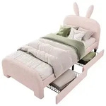 Okwish Bett, Rosa, Textil, 90x200 cm, Kinderzimmer & Jugendzimmer, Kinderm&ouml;bel,