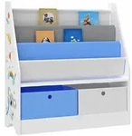 [en.casa] Kinderregal, Wei&szlig;, Grau, Blau, Holzwerkstoff, Textil, Tiere,...