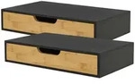 [en.casa] Wandregal-Set, Schwarz, Holz, Bambus, 2 Schubladen, Rechteckig,...