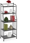 Relaxdays Standregal, Schwarz, Metall, 56x133x28 cm, Wohnzimmer, Regale,