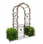 Relaxdays Rosenbogen, Schwarz, Metall, 202x220x50 cm, Gartenzubeh&ouml;r, Gartendeko