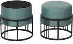 [en.casa] Hocker-Set, Gr&uuml;n, Metall, Rund, 38x38x38 cm, Wohnzimmer, Hocker,