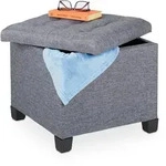 Relaxdays Sitzhocker, Grau, Holzwerkstoff, Textil, 45x42x45 cm, Wohnzimmer,...