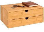 Relaxdays Schubladenbox, Hellbraun, Holz, 33x13.5x21 cm, Arbeitszimmer, B&uuml;rozubeh&ouml;r