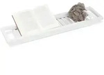 Relaxdays Badewannenablage, Wei&szlig;, Holz, 15x4x65 cm, Badezimmer, Baden & Duschen,