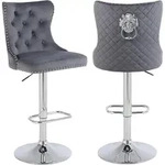 Barhocker, Grau, Textil, 40x118x46 cm, Esszimmer, Barm&ouml;bel, Barhocker