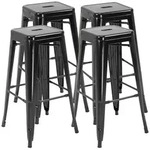 Homcom Barhocker, Schwarz, Metall, 43x76x43 cm, Esszimmer, Barm&ouml;bel, Barhocker