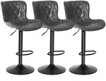 Barhocker, Anthrazit, Leder, 41x104x52 cm, Esszimmer, Barm&ouml;bel, Barhocker