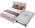 Stilvora Polsterbett, Rosa, Textil, 2-Zonen, 140x200 cm, Schlafzimmer, Betten,