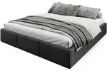 Muralo Polsterbett, Schwarz, Holzwerkstoff, Metall, Textil, Birke, Rechteckig,