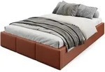Muralo Polsterbett, Orange, Braun, Holzwerkstoff, Metall, Textil, Birke,...