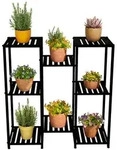Relaxdays Pflanzenregal, Schwarz, Metall, 80x81x28.5 cm, Wohnzimmer,