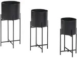 [en.casa] Pflanzenst&auml;nder-Set, Schwarz, Metall, 23x54x23 cm, Gartenzubeh&ouml;r