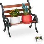 Relaxdays Blumenbank, Braun, Metall, Holz, 24.5x20.5x17.5 cm, Gartenzubeh&ouml;r,