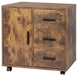 Relaxdays Rollcontainer, Braun, Holzwerkstoff, Kunststoff, 3 Schubladen, 60x57x40 cm,