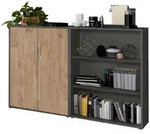 Mid.you Aktenschrank Office Edition, Anthrazit, Eiche, Holzwerkstoff, 4 F&auml;cher,