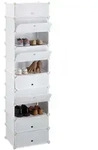 Relaxdays Schuhregal, Wei&szlig;, Kunststoff, Metall, 49x176x37 cm, Garderobe,