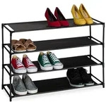 Relaxdays Schuhregal, Schwarz, Textil, Metall, Kunststoff, 83x55x28 cm, Garderobe,