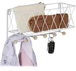 Relaxdays Wandregal, Wei&szlig;, Metall, Holz, 36x17x13 cm, Garderobe, Garderobenpaneele,