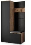 Masseno Garderobenschrank, Eiche, Schwarz, Schwarz, Holzwerkstoff, 3 F&auml;cher,