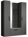 Masseno Garderobenschrank, Grau, Holzwerkstoff, 8 F&auml;cher, 160.6x204x40 cm,