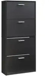 [en.casa] Schuhschrank, Schwarz, Holzwerkstoff, 60x134x24 cm, Garderobe,