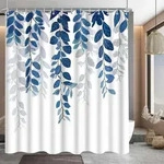 Duschvorhang, Blau, Textil, 180x180 cm, Badtextilien, Duschvorh&auml;nge