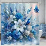 Duschvorhang, Blau, Textil, 240x200 cm, Badtextilien, Duschvorh&auml;nge