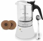 KitchenQuality Glas-Espressokocher, Wei&szlig;, Glas, Metall, 10x17x10 cm, Kaffee &...