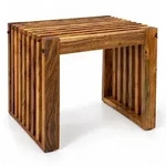 Relaxdays Sitzbank, Braun, Holz, 45x43x33 cm, Gartenm&ouml;bel, Gartenb&auml;nke