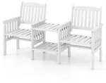 Costway Doppelsitz, Wei&szlig;, Holz, Gartenm&ouml;bel, Gartenm&ouml;bel-Sets