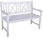 Deluke Gartenbank, Wei&szlig;, Holz, 2-Sitzer, 120x89x59 cm, Gartenm&ouml;bel,...