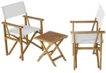 casa.pro Bistro-Set, Natur, Wei&szlig;, Holz, Textil, 3-teilig, 2-Sitzer, quadratisch,