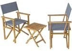 casa.pro Bistro-Set, Natur, Grau, Holz, Textil, 3-teilig, 2-Sitzer, quadratisch,