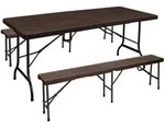 Deluke Bierzeltgarnitur, Braun, Kunststoff, Gartenm&ouml;bel, Gartenm&ouml;bel-Sets