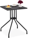 Relaxdays Gartentisch, Schwarz, Kunststoff, Metall, 61x75x61 cm, Gartenm&ouml;bel,
