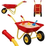 Relaxdays Schubkarre, Rot, Metall, Kunststoff, 74x43x36 cm, Outdoor Spielzeug,