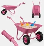 Relaxdays Schubkarre, Rosa, Metall, Kunststoff, 74x43x36 cm, Outdoor Spielzeug,