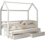 Mirjan24 Hausbett, Kaschmir, Holz, Kiefer, 2 Schubladen, Rechteckig, 90x200 cm,