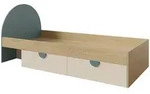 Mirjan24 Jugendbett, Eiche, Blau, Holzwerkstoff, 2 Schubladen, Rechteckig,...