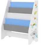 [en.casa] Kinderregal, Wei&szlig;, Grau, Blau, Holzwerkstoff, Textil, Tiere,...