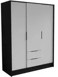 Masseno Dreht&uuml;renschrank, Schwarz, Holzwerkstoff, 8 F&auml;cher, 2 Schubladen,